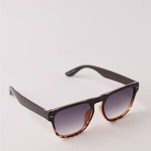 Free People Percy Rectangle Sunglasses Oversized Black